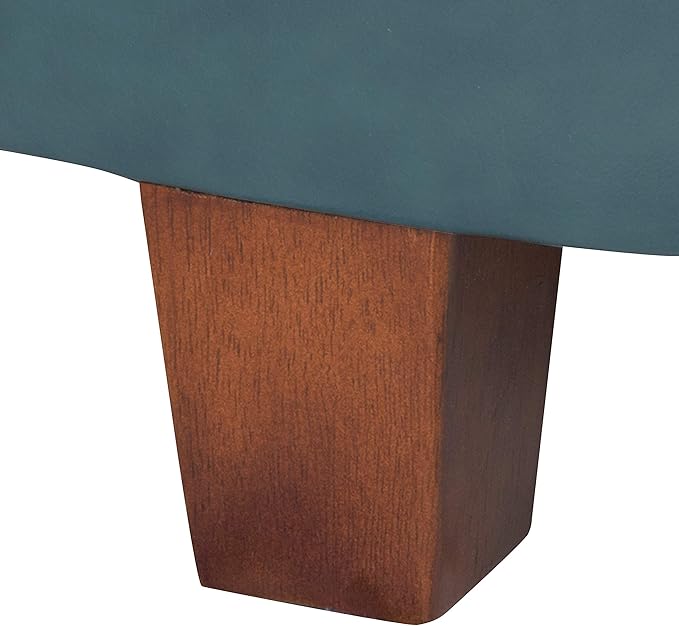 HomePop Round Leatherette Storage Ottoman with Lid, Teal