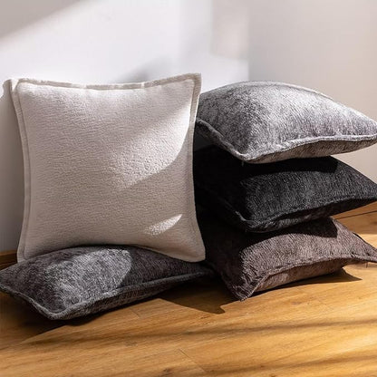 Black Decorative Throw Pillow Covers 12x20 Inch Set of 2 Cozy Soild Chenille Cushion Cases Soft Textured Lumbar Couch Pillows Cover Boho Accent Farmhouse Pillowcases for Sofa Bed
