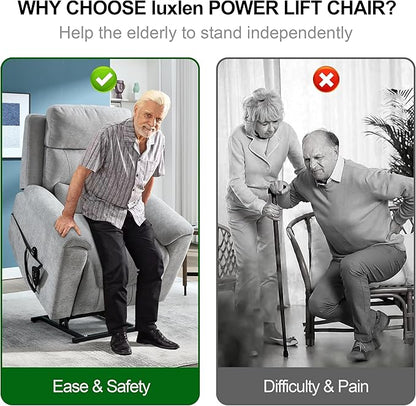 Power Lift Recliner Chair for Elderly People, Dual Motor Lay Flat Recliner with Vibration Massage and Heat, Heavy Duty Motion Mechanism Standing Assistance Reclining Chair, Chenille Fabric Light Gray