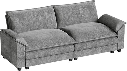 Homall 80" Modular Sectional Sofa, Loveseat Sofa Couch with Double-Layer Cushion, DIY Combination Chenille Deep 2-Seat Cloud Couch for Living Room, Apartment (Bright Grey, Loveseat Sofa)