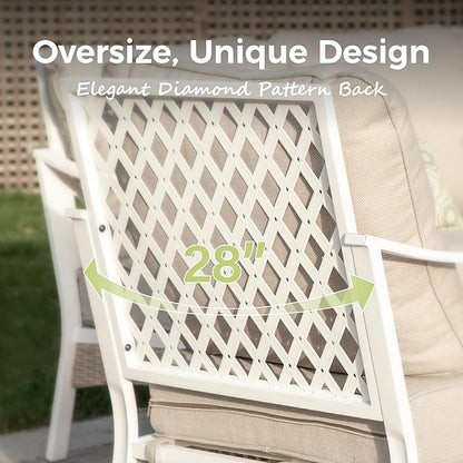 Outdoor Patio Swivel Sofa Chairs Set of 2 Steel Frame Porch Furniture with Deep Seating and 5.5" Cushions for Lawn Backyard Deck, Beige