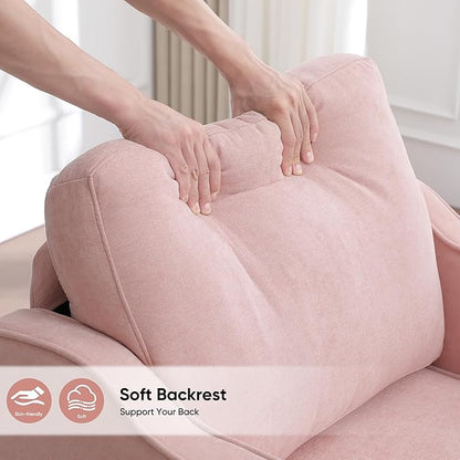 Accent Chair for Living Room, Mid Century Modern Reading Chair for Bedroom, Upholstered Armchair with Side Pockets, Comfy Single Sofa Side Chair for Office, Apartment, Small Room, Pink