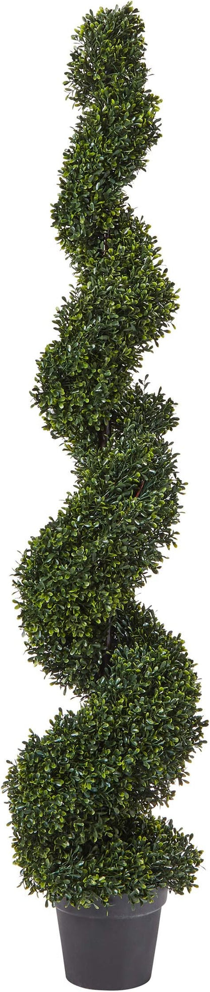 5 Ft Artificial Boxwood Spiral Topiary Tree - Realistic Fake Plant with Weighted Pot for Indoor or Outdoor Use - Artificial Plants for Living Room, Office, or Home Decor by Pure Garden (Green)