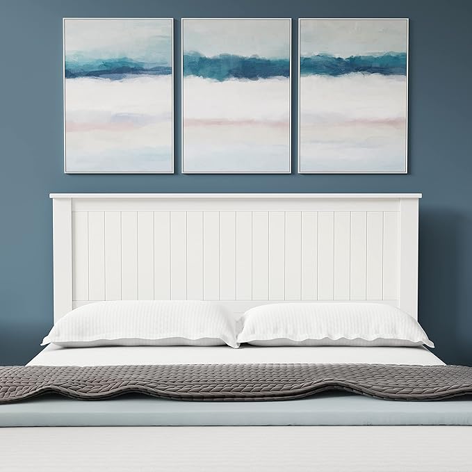 Glenwillow Home Wainscott Wood Panel Headboard in White - Queen Size
