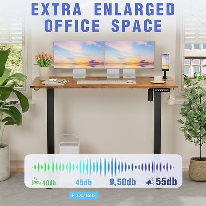 Homall Height Adjustable Electric Standing Desk, Memory Stand up Desk with Headphone Hook, Home Office Desks with Splice Board