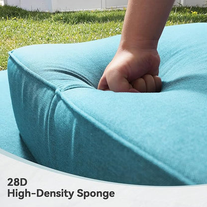 Luxury 6" Outdoor Cushions for Patio Furniture, 24x24x6" Thick Seat Cushion Set of 5, Fade Resistant Couch Chair Replacement Cushions High Density Deep Wicker Chair Cushion w/ Removable Cover, Teal
