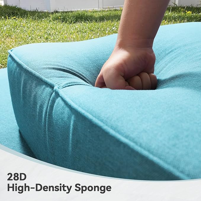 Luxury 6" Outdoor Cushions for Patio Furniture, 24x24x6" Thick Seat Cushion Set, Fade Resistant Couch Chair Replacement Cushions High Density Deep Wicker Chair Cushion with Removable Cover, Teal