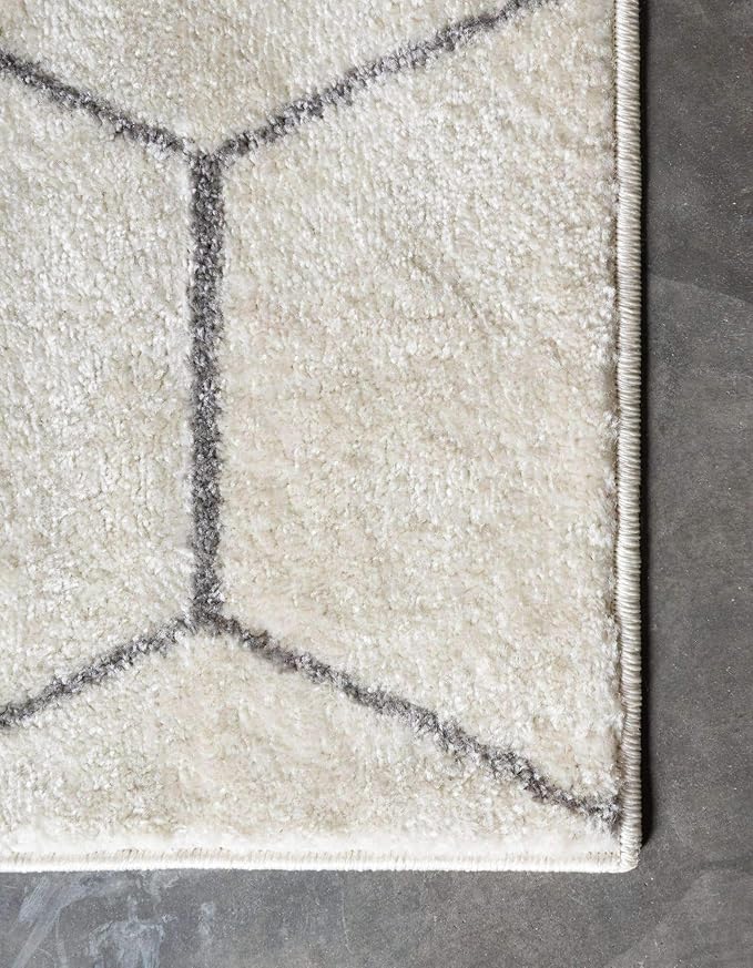 Unique Loom Trellis Frieze Collection Area Rug - Geometric (5' Square, Ivory/ Gray)