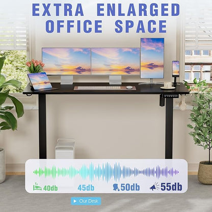 Homall Height Adjustable Electric Standing Desk, Memory Stand up Desk with Headphone Hook, Home Office Desks with Splice Board