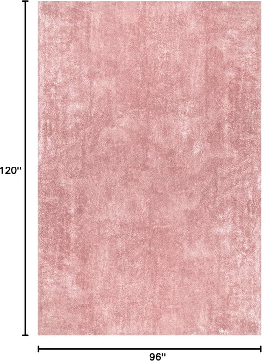 nuLOOM 8' x 10' Cozy Plush SuperiorWash Area Rug, Machine Washable, Non-Slip, Soft Fluffy Shag Carpet for Living Room Bedroom Kids Room Nursery Home Decor, Loni Pink