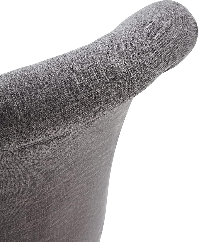 HUIMO Home Office Chair Upholstered Armless Desk Chair with Wheels Adjustable Height Computer Desk Chair with Wooden Legs Linen Fabric Comfortable Swivel Chairs for Home Office Study Studio (Grey)