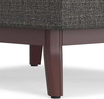 SIMPLIHOME Owen 34 inch Wide Mid Century Modern Rectangle Coffee Table Storage Ottoman in Ebony Tweed Look Fabric, Assembled, for the Living Room, Entryway and Family Room
