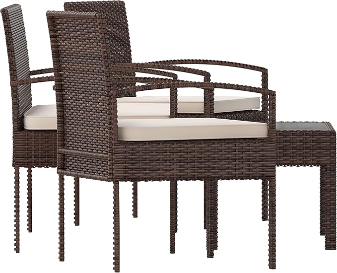 Flash Furniture Aransas Series 4 Piece Brown Patio Set with Steel Frame and Beige Cushions