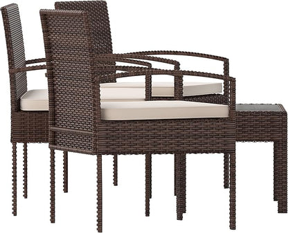 Flash Furniture Aransas Series 4 Piece Brown Patio Set with Steel Frame and Beige Cushions