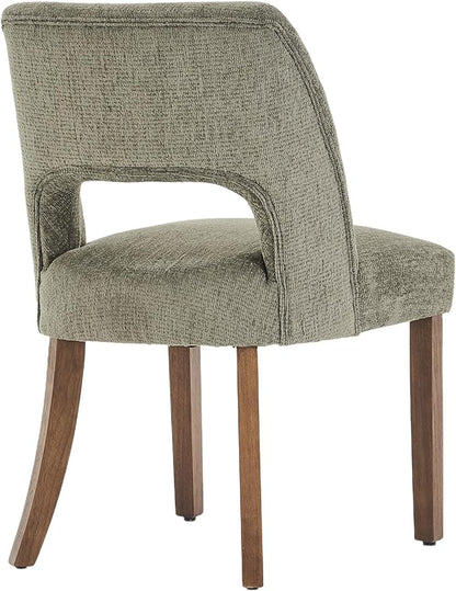 VKNOW Wooden Dining Chairs Set of 6, Modern Fabric Upholstered Dining Room Chair Kitchen Chairs, Farmhouse Dinner Chair for Kitchen Dining Room, Green