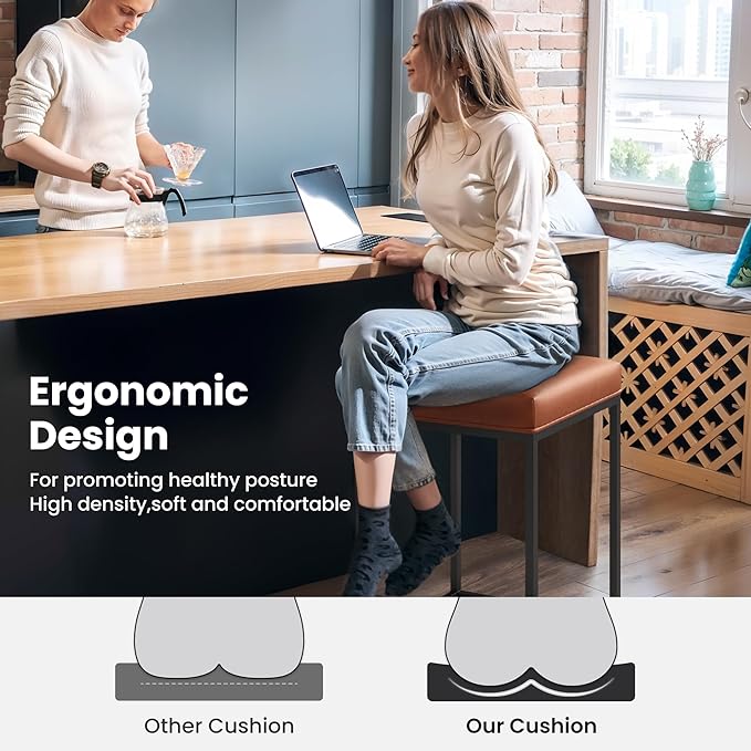 PHI VILLA Brown Bar Stools Set of 2-24 inch Counter Stools for Kitchen Island, Counter Height Bar stools