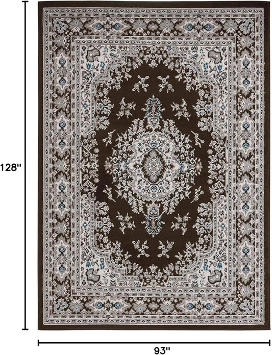 Home Dynamix Premium Sakarya Traditional Medallion Border Area Rug, Brown, 7'9"x10'8" , Rectangular