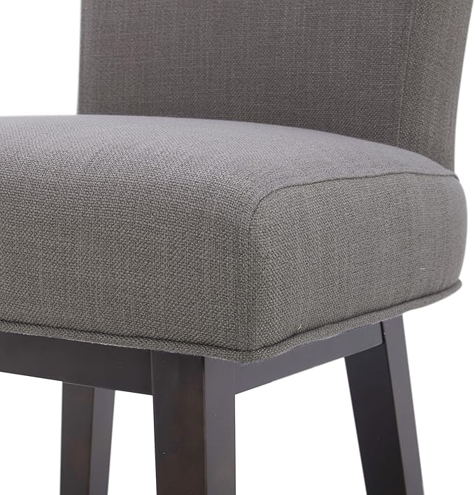 CHITA 26 Inch Counter Height Swivel Bar Stool, FSC Certified Modern Fabric Swivel Barstool Chair with Back, Flint Grey