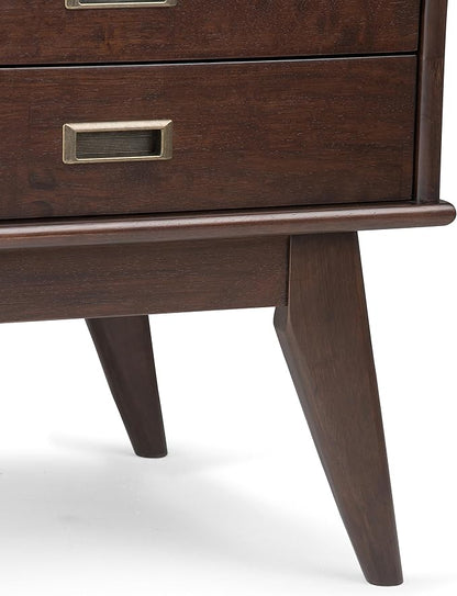 SIMPLIHOME Draper SOLID HARDWOOD 22 inch Wide Rectangle Mid Century Modern End Side Table in Medium Auburn Brown for the Living Room and Bedroom