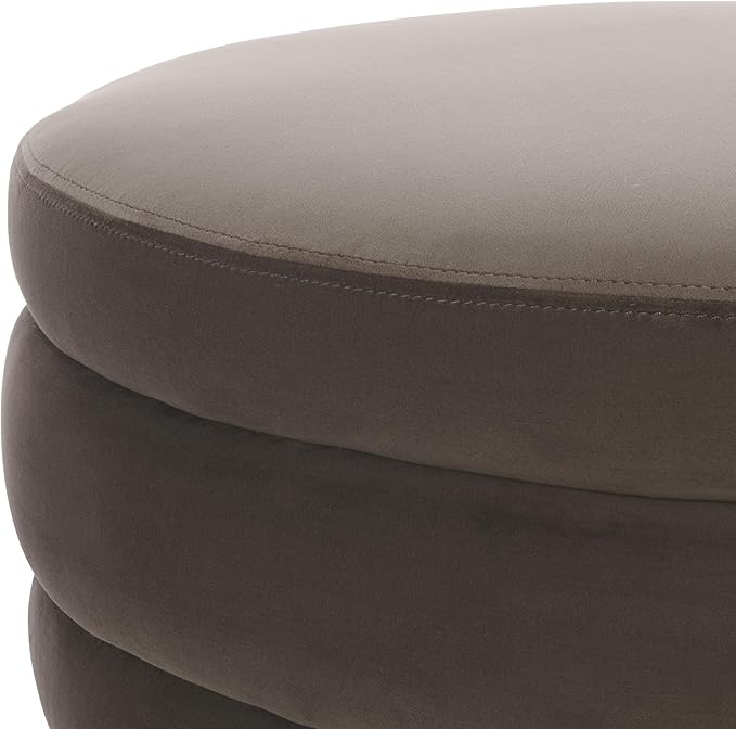 SAFAVIEH Home Collection Rohan Chocolate Brown Velvet Layered Stacked Cocktail Ottoman (Fully Assembled)