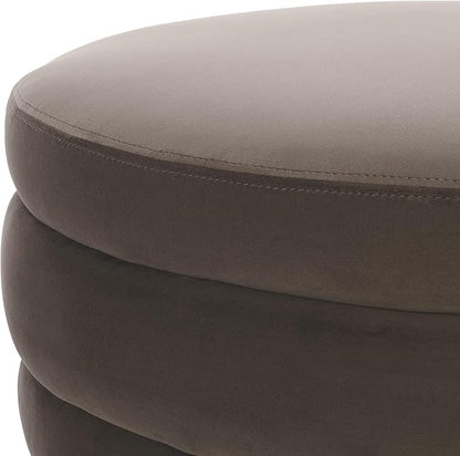 SAFAVIEH Home Collection Rohan Chocolate Brown Velvet Layered Stacked Cocktail Ottoman (Fully Assembled)