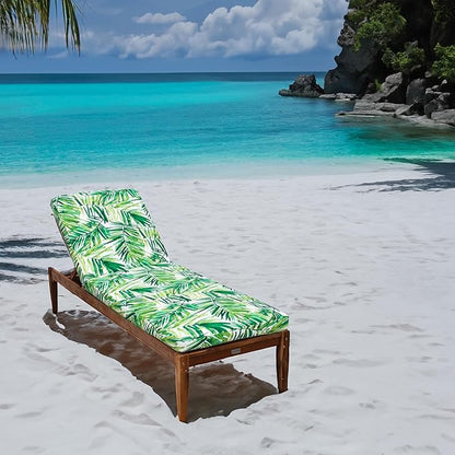Tommy Bahama Chaise Cushion, 23" X 75" X 2.5", Coastal Palm Green Leaf