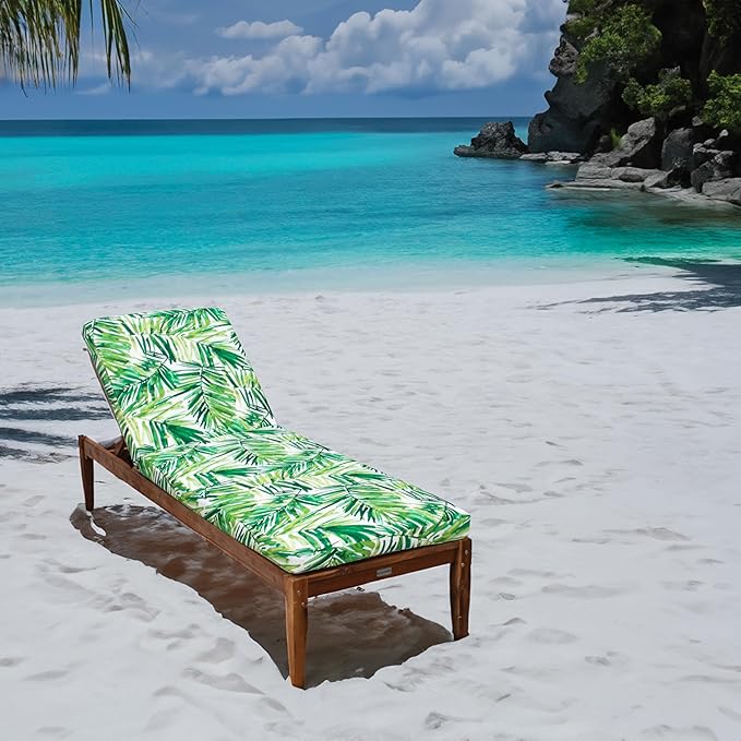 Tommy Bahama Chaise Cushion, 26" X 77" X 2.5", Coastal Palm Green Leaf