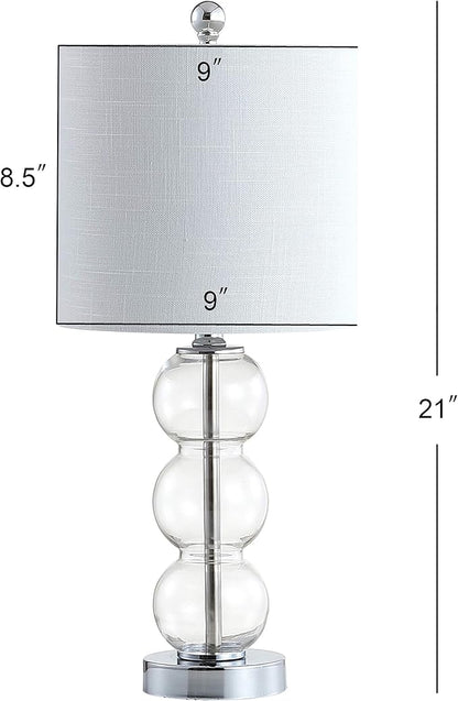 JONATHAN Y JYL1021D February 21" Glass/Metal LED Table Lamp Contemporary Bedside Desk Nightstand Lamp for Bedroom Living Room Office College Bookcase LED Bulb Included, Clear/Chrome