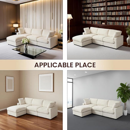 WJShome Sectional Couches for Living Room, 67 Inch Loveseat Sofa with Chenille Upholstery & Double Layer Cushions, Modern Apartment Size Modular Couch for Bedroom，Beige