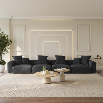 WJShome Modular Sectional Sofa Couch,181.1inch Oversized 4 Seater Couch, Upholstered with Corduroy Fabric Couches with 6 Pillows,Cushion Covers Removable& Washable,for Living Room