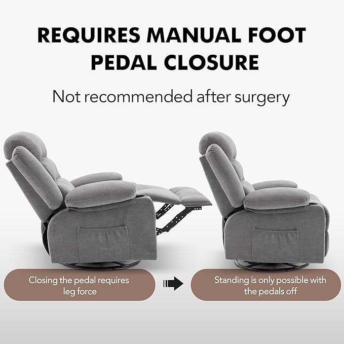 Oversized Recliner Chairs for Adults, 360° Swivel Rocking Recliner with Heat and Massage Lazy Boy Recliner,Recliner Chairs Single Sofa Seat with Cup Holders