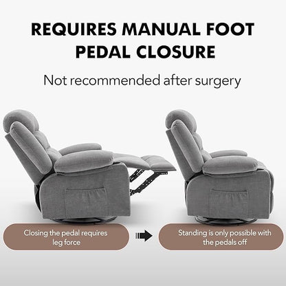 Oversized Recliner Chairs for Adults, 360° Swivel Rocking Recliner with Heat and Massage Lazy Boy Recliner,Recliner Chairs Single Sofa Seat with Cup Holders