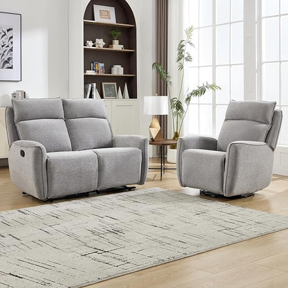 INZOY Nursing Rocking Chair Recliner, Swivel Rocker Recliner, Swivel Glider Rocking Recliners with Soft Backrest, Chenille Fabric Manual Reclining Sofa for Living Room Bedroom Apartment, Grey