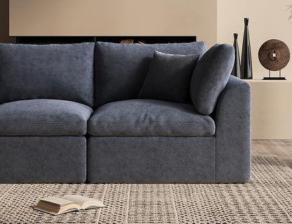 Oversized Cloud Couches for Living Room, Convertible Sectional Couch with Ottoman, 7 Seater Large Modular Sectional Sofa, Grey