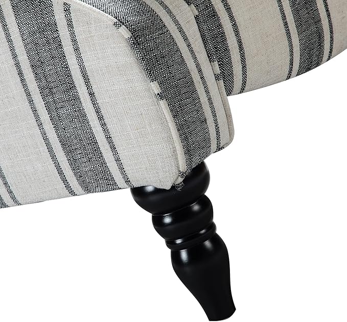 HULALA HOME Upholstered Wingback Recliner Chair, Small Adjustable Footrest Push Back Single Reclining Sofa, Mid Century Modern Lounge Armchair for Living Room, Bedroom, Reading/Stripe Black