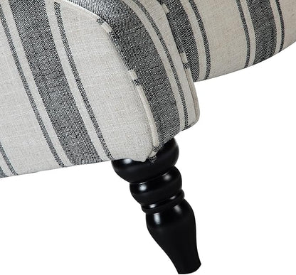 HULALA HOME Upholstered Wingback Recliner Chair, Small Adjustable Footrest Push Back Single Reclining Sofa, Mid Century Modern Lounge Armchair for Living Room, Bedroom, Reading/Stripe Black