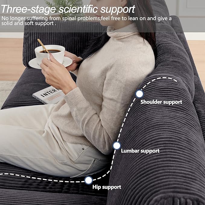 Modern Accent Chair Living Room Chairs in Corduroy Fabric,Reading Chair Sofa Couch for Apartment and Small Spaces. (Grey, Chair)