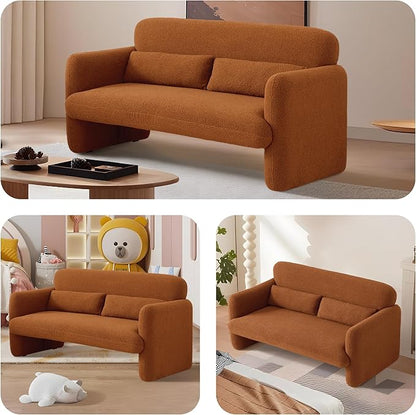 Loveseat Sofa, 59" W 2-Seater Lamb Fabric Couch, Solid and Easy to Install, Modern Upholstered Couch for Bedroom, Apartment, Living Room