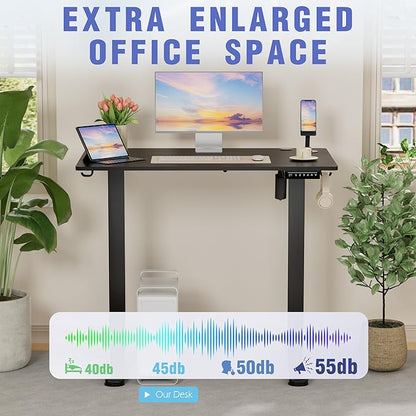 Homall Height Adjustable Electric Standing Desk, Memory Stand up Desk with Headphone Hook, Home Office Desks with Splice Board