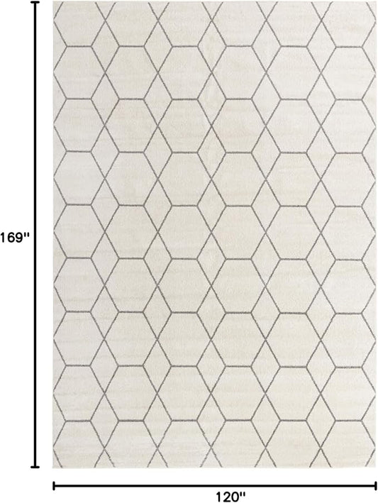 Unique Loom Trellis Frieze Collection Area Rug - Geometric (10' x 14' 1", Ivory/ Gray)