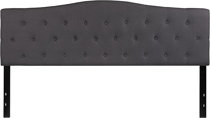 BizChair Tufted Upholstered King Size Headboard in Dark Gray Fabric