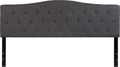 EMMA + OLIVER Tufted Upholstered King Size Headboard in Dark Gray Fabric