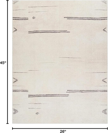Livabliss x Becki Owens Rivi Moroccan Area Rug , 2'2" x 3'9", Cream/Charcoal
