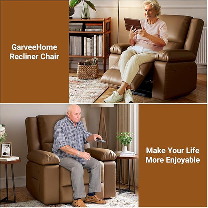 PU Leather Electric Power Lift Chair, Recliner Massage Chair with Remote Control and Side Pocket for Elderly, Power Lift Recliner Sofa with Heat and Massage for Living Room, Earthy Yellow