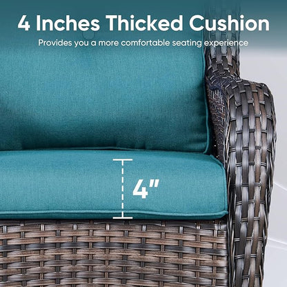 Patio Chair Cushions 6 Packs - Outside High Back Thick Water-Resistant Cushion 22x24 for Outdoor Glider Rocking Chairs Loveseat 3-Seater Couch Sofa – Peacock Green/Buckle