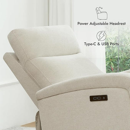 Watson & Whitely Power Recliner Chairs for Adults, Zero Wall Recliners W Power Headrest Type-C Charger, Small RV Recliners Home Theater Seating for Living Room, Fabric in Linen