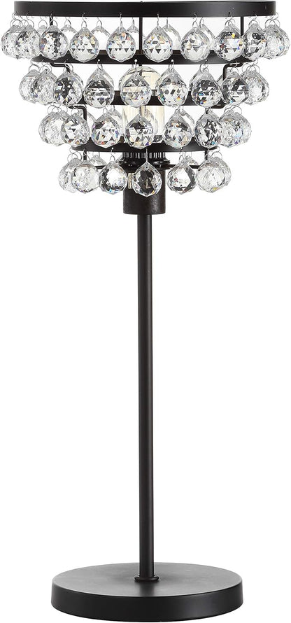JONATHAN Y JYL9004A Buckingham 25" Crystal/Metal Table Lamp Modern Contemporary Bedside Desk Nightstand Lamp for Bedroom Living Room Office College Bookcase, Bronze