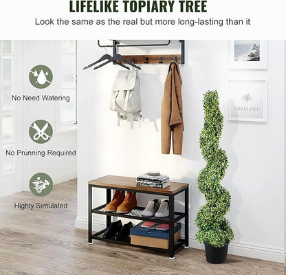 VEVOR Artificial Boxwood Spiral Topiary Trees, 4ft Tall (2 Pieces) Faux Plant Outdoor, All-Year Green Fake Plant with Replaceable Leaves for Decorative/Indoor/Porch/Garden