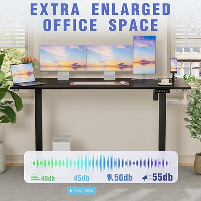 Homall Height Adjustable Electric Standing Desk, Memory Stand up Desk with Headphone Hook, Home Office Desks with Splice Board