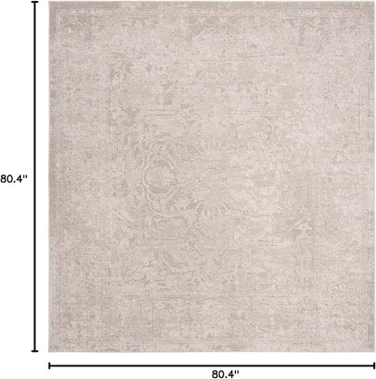 SAFAVIEH Reflection Collection Area Rug - 6'7" Square, Cream & Ivory, Non-Shedding & Easy Cleaning, Ideal for Living Room, Bedroom (RFT665D)